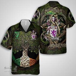 ScotsTee Shop Irish McMore or More Coat of Arms Irish Shirt Family Crest Irish Is My Root Short Sleeve Shirt