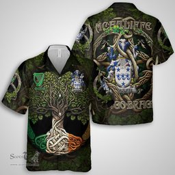 ScotsTee Shop Irish McAuliffe Coat of Arms Irish Shirt Family Crest Irish Is My Root Short Sleeve Shirt