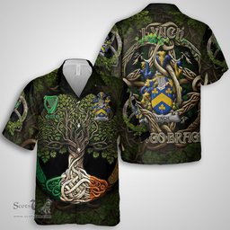 ScotsTee Shop Irish Lynch Coat of Arms Irish Shirt Family Crest Irish Is My Root Short Sleeve Shirt