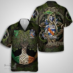 ScotsTee Shop Irish Leigh or McLaeghis Coat of Arms Irish Shirt Family Crest Irish Is My Root Short Sleeve Shirt