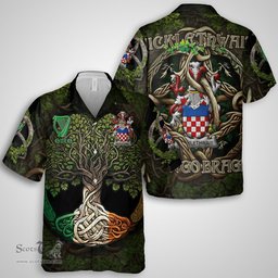 ScotsTee Shop Irish Micklethwait Coat of Arms Irish Shirt Family Crest Irish Is My Root Short Sleeve Shirt
