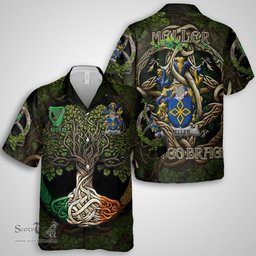 ScotsTee Shop Irish Meller Coat of Arms Irish Shirt Family Crest Irish Is My Root Short Sleeve Shirt