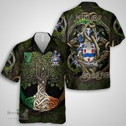 ScotsTee Shop Irish Miller Coat of Arms Irish Shirt Family Crest Irish Is My Root Short Sleeve Shirt