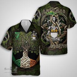 ScotsTee Shop Irish Lawless Coat of Arms Irish Shirt Family Crest Irish Is My Root Short Sleeve Shirt