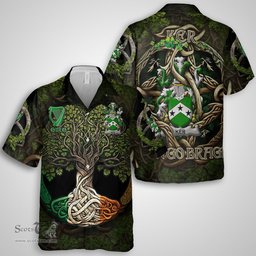 ScotsTee Shop Irish Ker Coat of Arms Irish Shirt Family Crest Irish Is My Root Short Sleeve Shirt
