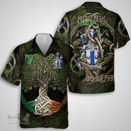 ScotsTee Shop Irish McCall Coat of Arms Irish Shirt Family Crest Irish Is My Root Short Sleeve Shirt