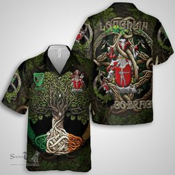 ScotsTee Shop Irish Loughlin or O Loughlin Coat of Arms Irish Shirt Family Crest Irish Is My Root Short Sleeve Shirt