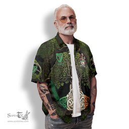 ScotsTee Shop Irish McDevitt Coat of Arms Irish Shirt Family Crest Irish Is My Root Short Sleeve Shirt