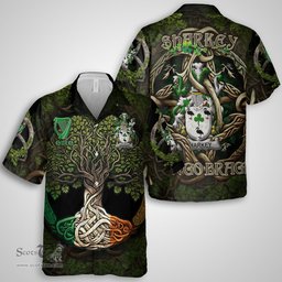 ScotsTee Shop Irish Sharkey or O Sharkey Coat of Arms Irish Shirt Family Crest Irish Is My Root Short Sleeve Shirt