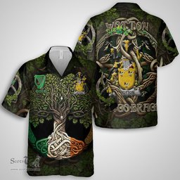 ScotsTee Shop Irish Wotton Coat of Arms Irish Shirt Family Crest Irish Is My Root Short Sleeve Shirt