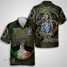 ScotsTee Shop Irish Topping Coat of Arms Irish Shirt Family Crest Irish Is My Root Short Sleeve Shirt