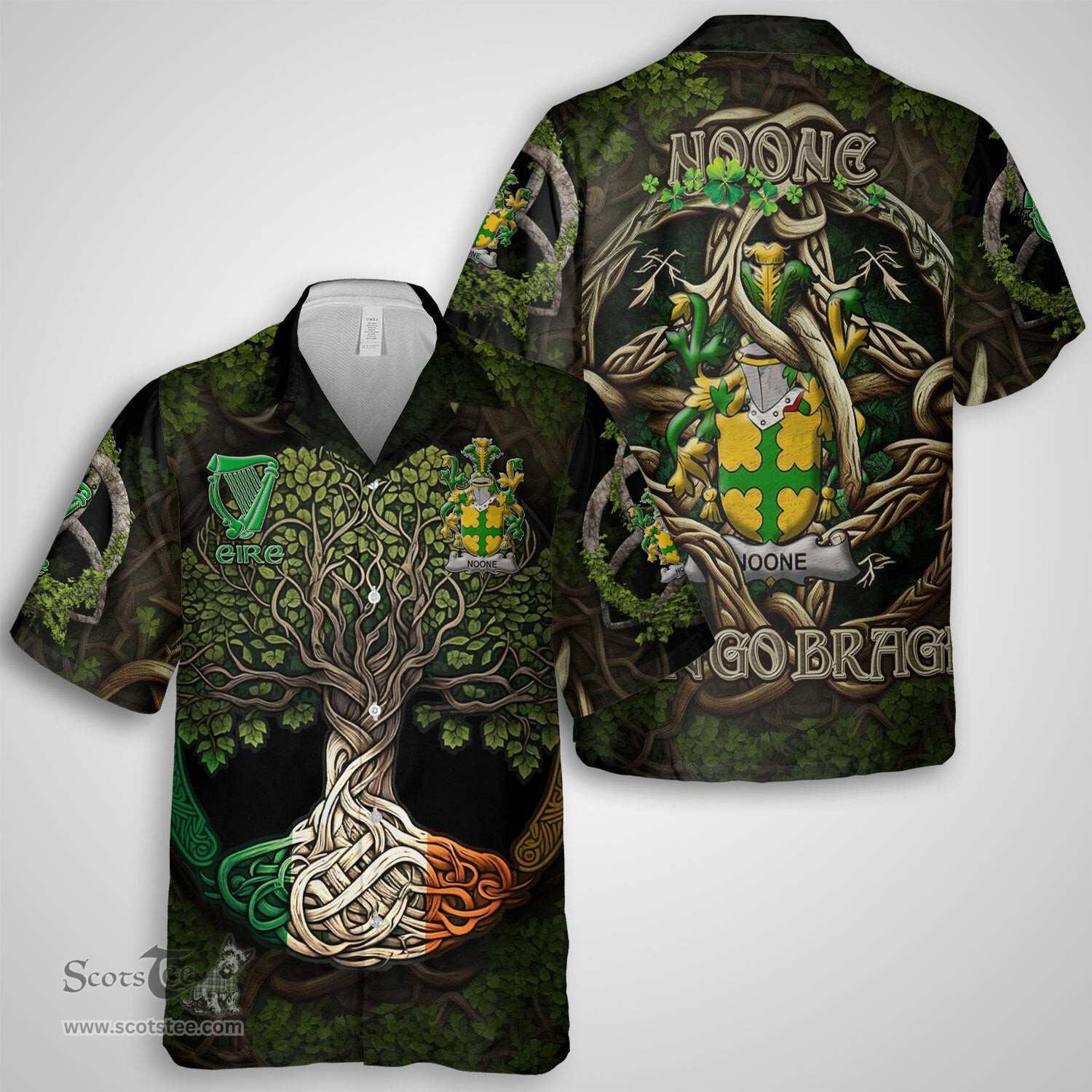 ScotsTee Shop Irish Noone or O Noone Coat of Arms Irish Shirt Family Crest Irish Is My Root Short Sleeve Shirt