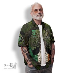 ScotsTee Shop Irish Waller Coat of Arms Irish Shirt Family Crest Irish Is My Root Short Sleeve Shirt