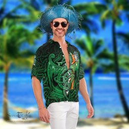 ScotsTee Shop Irish McElroy or Gilroy Coat of Arms Irish Shirt Family Crest Green Dragon Of Ireland Short Sleeve Shirt