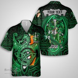 ScotsTee Shop Irish McGettigan or Gethin Coat of Arms Irish Shirt Family Crest Green Dragon Of Ireland Short Sleeve Shirt