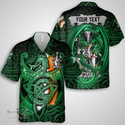 ScotsTee Shop Irish Molloy or O Mulloy Coat of Arms Irish Shirt Family Crest Green Dragon Of Ireland Short Sleeve Shirt