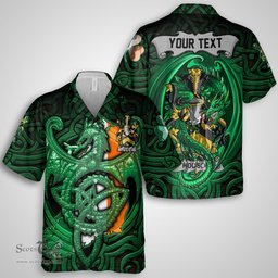 ScotsTee Shop Irish Hodson Coat of Arms Irish Shirt Family Crest Green Dragon Of Ireland Short Sleeve Shirt