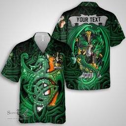 ScotsTee Shop Irish Kyle Coat of Arms Irish Shirt Family Crest Green Dragon Of Ireland Short Sleeve Shirt