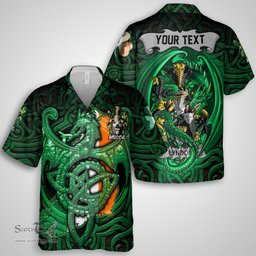 ScotsTee Shop Irish Lyndon or Gindon Coat of Arms Irish Shirt Family Crest Green Dragon Of Ireland Short Sleeve Shirt