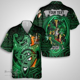 ScotsTee Shop Irish Merrick or Meyrick Coat of Arms Irish Shirt Family Crest Green Dragon Of Ireland Short Sleeve Shirt