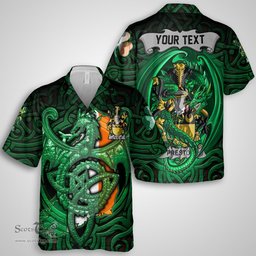 ScotsTee Shop Irish Preston Coat of Arms Irish Shirt Family Crest Green Dragon Of Ireland Short Sleeve Shirt
