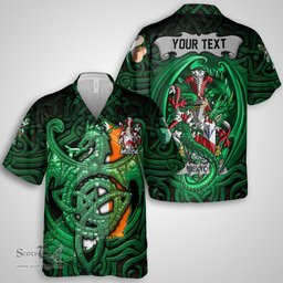 ScotsTee Shop Irish Sexton Coat of Arms Irish Shirt Family Crest Green Dragon Of Ireland Short Sleeve Shirt