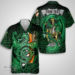 ScotsTee Shop Irish Shaw Coat of Arms Irish Shirt Family Crest Green Dragon Of Ireland Short Sleeve Shirt