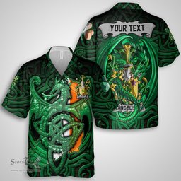 ScotsTee Shop Irish Vandeleur Coat of Arms Irish Shirt Family Crest Green Dragon Of Ireland Short Sleeve Shirt
