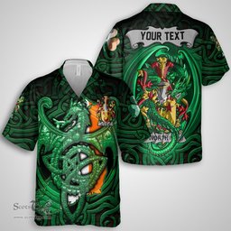 ScotsTee Shop Irish Worthing Coat of Arms Irish Shirt Family Crest Green Dragon Of Ireland Short Sleeve Shirt