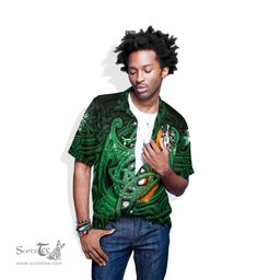 ScotsTee Shop Irish Rutledge Coat of Arms Irish Shirt Family Crest Green Dragon Of Ireland Short Sleeve Shirt