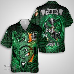 ScotsTee Shop Irish Neilan or O Neylan Coat of Arms Irish Shirt Family Crest Green Dragon Of Ireland Short Sleeve Shirt