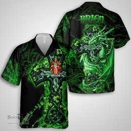 ScotsTee Shop Irish Brien or O Brien Coat of Arms Irish Shirt Family Crest Celtic Cross And Dragon Short Sleeve Shirt