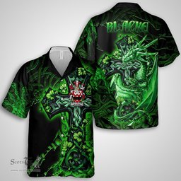 ScotsTee Shop Irish Blacke Coat of Arms Irish Shirt Family Crest Celtic Cross And Dragon Short Sleeve Shirt