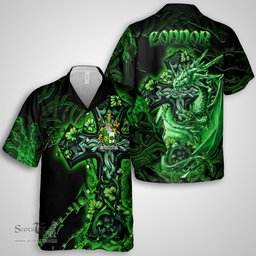 ScotsTee Shop Irish Connor or O Connor Sligo Coat of Arms Irish Shirt Family Crest Celtic Cross And Dragon Short Sleeve Shirt