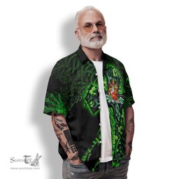 ScotsTee Shop Irish Cantell Coat of Arms Irish Shirt Family Crest Celtic Cross And Dragon Short Sleeve Shirt