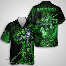 ScotsTee Shop Irish Bernard Coat of Arms Irish Shirt Family Crest Celtic Cross And Dragon Short Sleeve Shirt