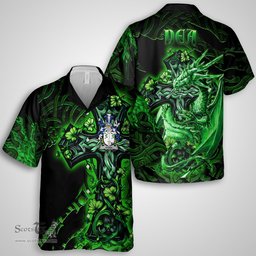 ScotsTee Shop Irish Dea or O Dea Coat of Arms Irish Shirt Family Crest Celtic Cross And Dragon Short Sleeve Shirt