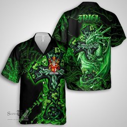 ScotsTee Shop Irish Friel or O Friel Coat of Arms Irish Shirt Family Crest Celtic Cross And Dragon Short Sleeve Shirt
