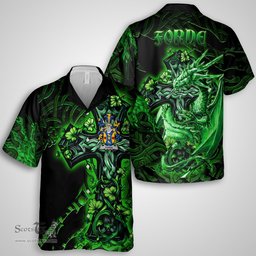 ScotsTee Shop Irish Forde or Consnave Coat of Arms Irish Shirt Family Crest Celtic Cross And Dragon Short Sleeve Shirt
