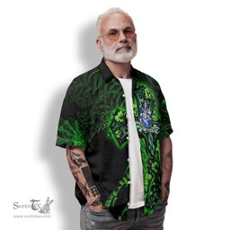 ScotsTee Shop Irish Faulkner Coat of Arms Irish Shirt Family Crest Celtic Cross And Dragon Short Sleeve Shirt