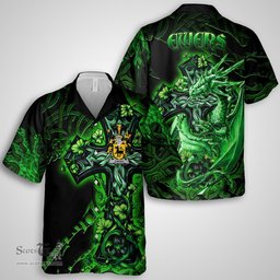 ScotsTee Shop Irish Ewers Coat of Arms Irish Shirt Family Crest Celtic Cross And Dragon Short Sleeve Shirt