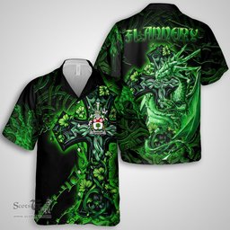 ScotsTee Shop Irish Flannery or O Flannery Coat of Arms Irish Shirt Family Crest Celtic Cross And Dragon Short Sleeve Shirt
