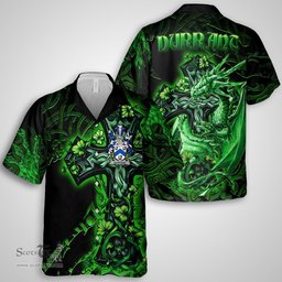 ScotsTee Shop Irish Durrant Coat of Arms Irish Shirt Family Crest Celtic Cross And Dragon Short Sleeve Shirt