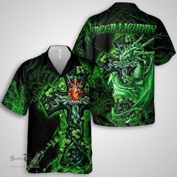 ScotsTee Shop Irish McGillicuddy Coat of Arms Irish Shirt Family Crest Celtic Cross And Dragon Short Sleeve Shirt
