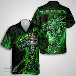 ScotsTee Shop Irish Micklethwait Coat of Arms Irish Shirt Family Crest Celtic Cross And Dragon Short Sleeve Shirt