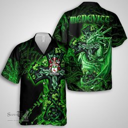 ScotsTee Shop Irish McDevitt Coat of Arms Irish Shirt Family Crest Celtic Cross And Dragon Short Sleeve Shirt