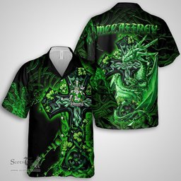 ScotsTee Shop Irish McCafferey or McCaffrey Coat of Arms Irish Shirt Family Crest Celtic Cross And Dragon Short Sleeve Shirt