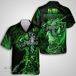 ScotsTee Shop Irish Harrington Coat of Arms Irish Shirt Family Crest Celtic Cross And Dragon Short Sleeve Shirt