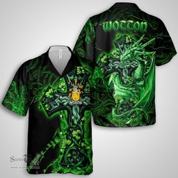ScotsTee Shop Irish Wotton Coat of Arms Irish Shirt Family Crest Celtic Cross And Dragon Short Sleeve Shirt
