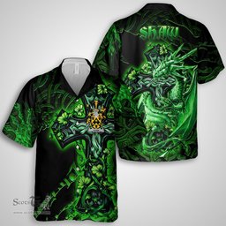 ScotsTee Shop Irish Shaw Coat of Arms Irish Shirt Family Crest Celtic Cross And Dragon Short Sleeve Shirt